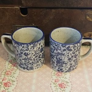 Vintage Pair Japan Mugs Splatterware Stoneware